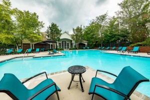 Luxury Apartments in Knoxville, TN - Pool and Patio Area with Seating