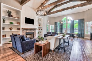 Luxury Apartments in Knoxville, TN - Community Clubhouse Lounge with Fireplace and Seating    